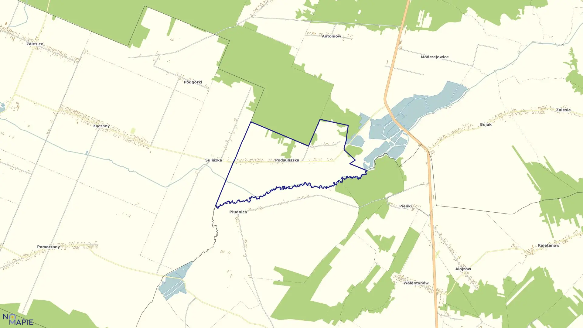 Mapa obrębu PODSULISZKA w gminie Skaryszew